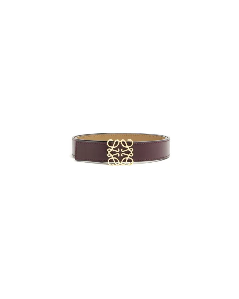 Loewe Anagram reversible smooth calf leather belt Burgundy