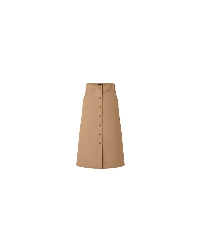 Louis Vuitton Double Face Button Down Midi Skirt Beige
