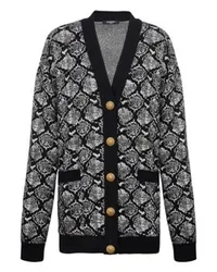 Balmain Gestrickter Cardigan Jacquard Python Black