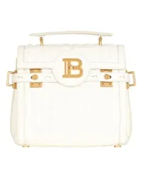 Balmain Gesteppte Ledertasche B-Buzz 23 White