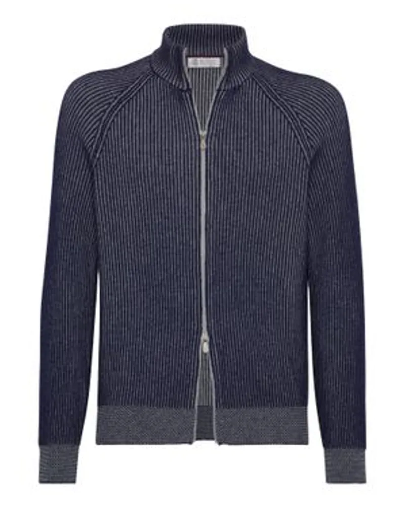 Brunello Cucinelli Cardigan in Vanisé-Strick Blue