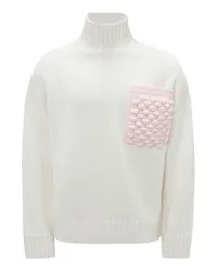 J.W.Anderson Rollkragenpullover mit aufgesetzter Tasche in Popcorn-Struktur White