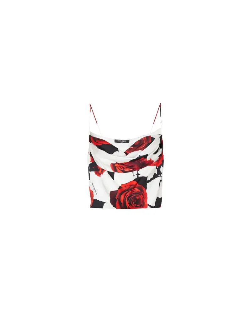 Balmain Top Nuisette mit Printmotiv Red