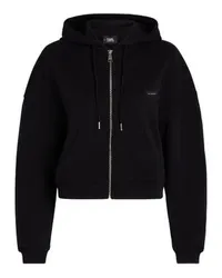 Karl Lagerfeld Kapuzenpullover mit Essential-Logo und Reißverschluss Black