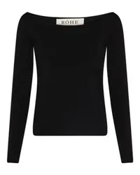 Róhe Off-Shoulder-Langarmtop Black