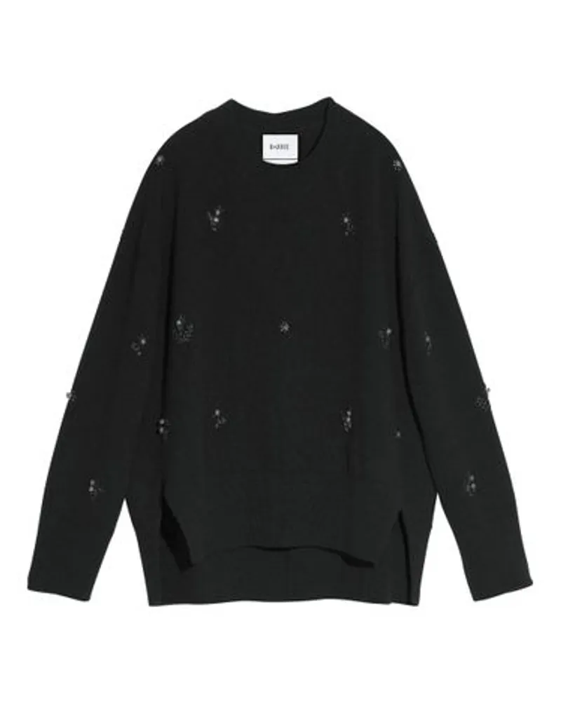 Barrie Ikonischer Oversized-Kaschmirpullover mit Stickerei Black