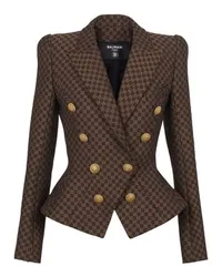 Balmain Jacquardjacke mit Mini-Monogramm Brown