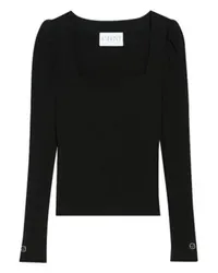 Claudie Pierlot Geripptes T-Shirt mit langen Ärmeln Black