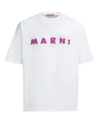 Marni T-Shirt mit Logo Marni in Knitter-Optik White