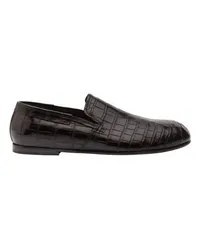 Dolce & Gabbana Kroko-/Nappaleder-Slipper Black