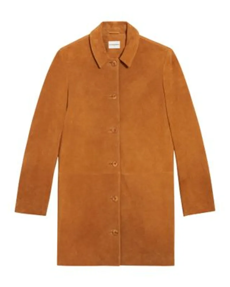 Claudie Pierlot Gerader Mantel Suèdeleder Brown