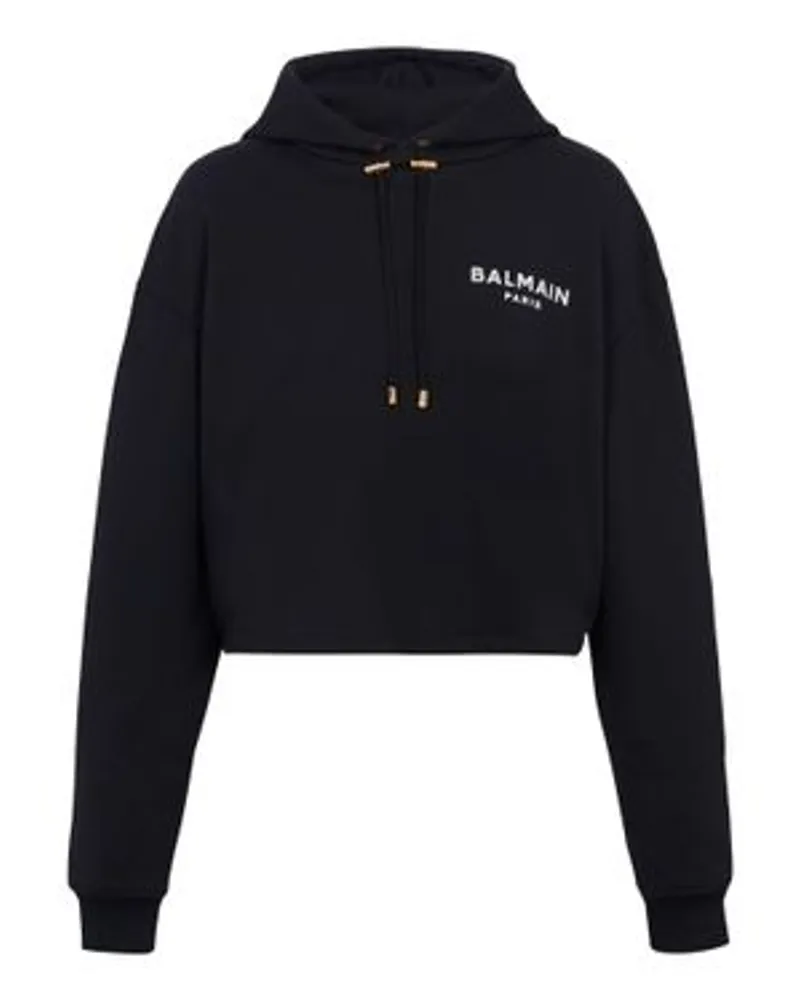 Balmain Kurzes Sweatshirt Öko-Design Black