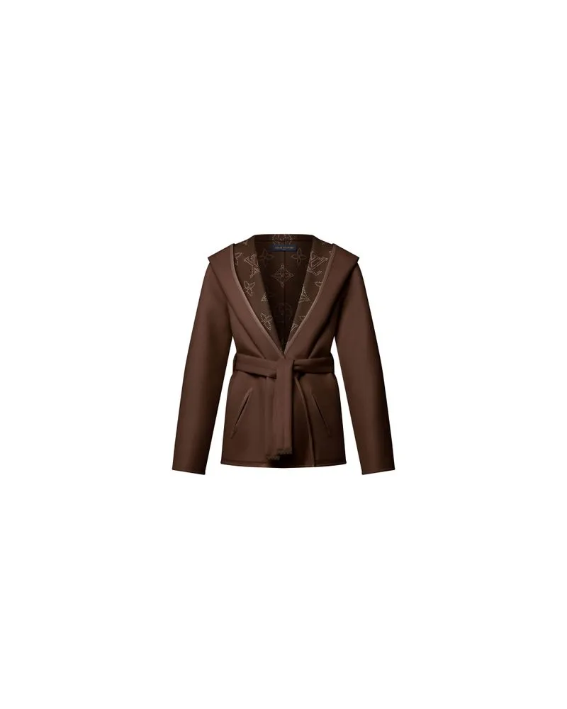 Louis Vuitton Kurzer Wende-Kapuzenmantel mit Wickel-Design Brown