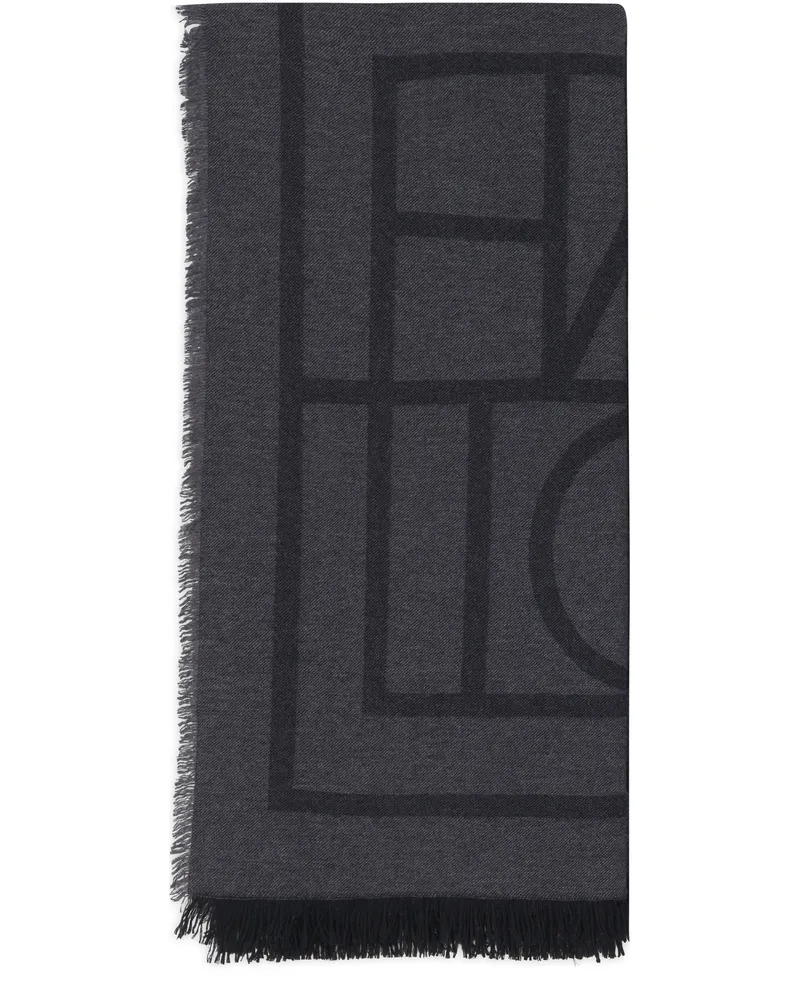 Totême Kaschmirschal aus Wolle mit Monogramm Grey