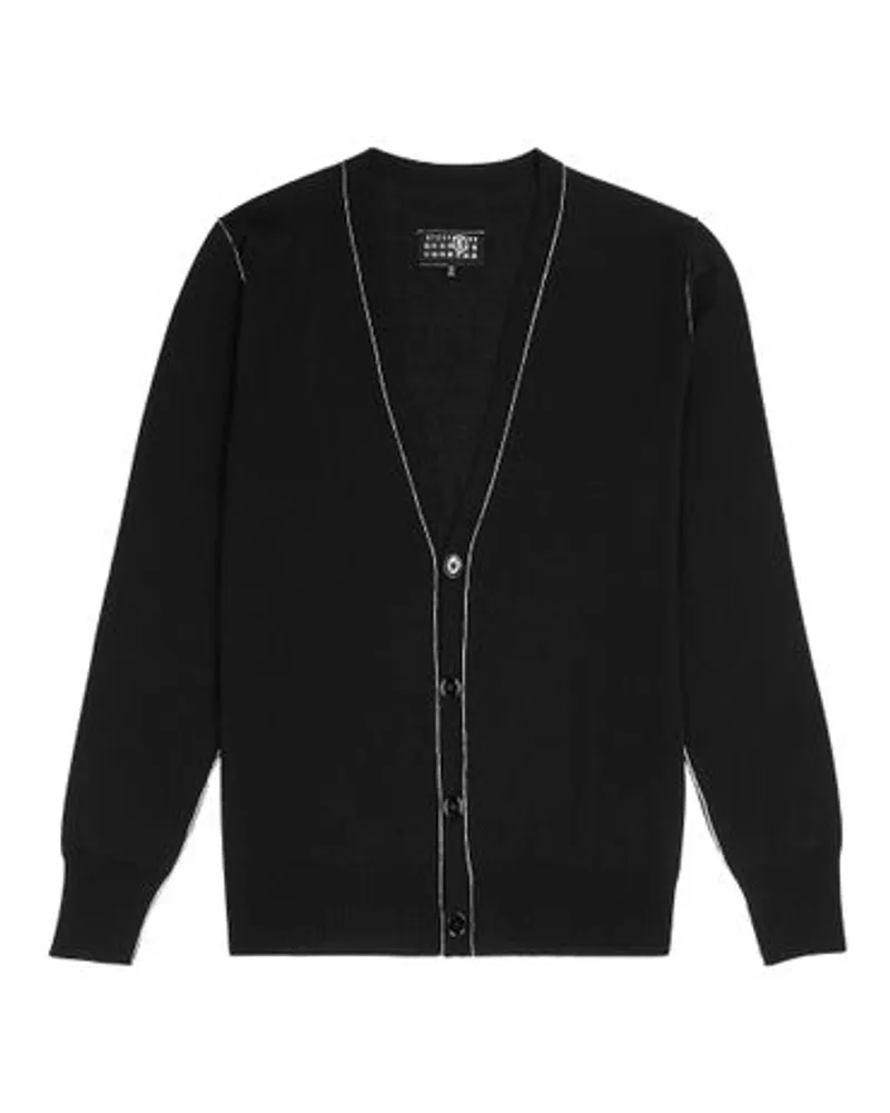 Maison Margiela Leichter Pullover mit V-Ausschnitt in Feinheit 12 Black