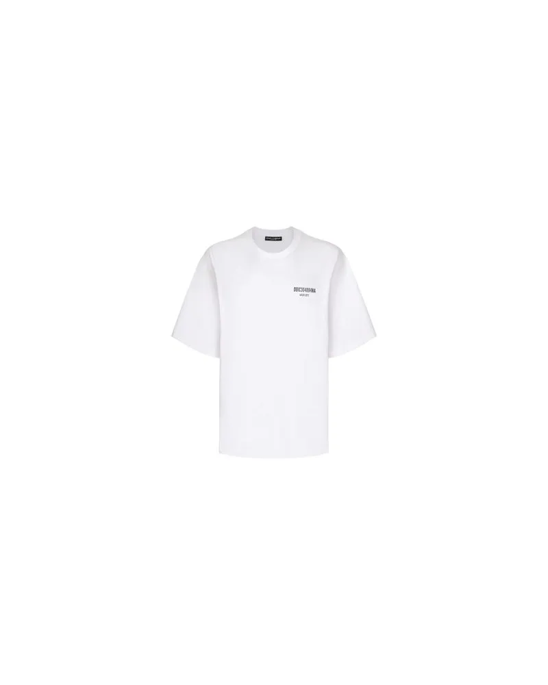 Dolce & Gabbana Jersey-T-Shirt mit Print und Patch VIB3 White