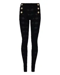 Balmain Strick-Leggings 6 Knöpfe Diamond Black