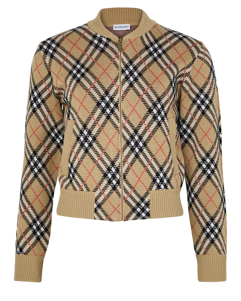 Burberry Kurzer Cardigan mit Reißverschluss und Check-Muster 