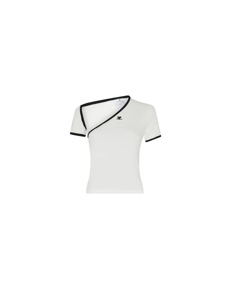 Courrèges Kurzarm-T-Shirt mit Kontrastdetails Slash White