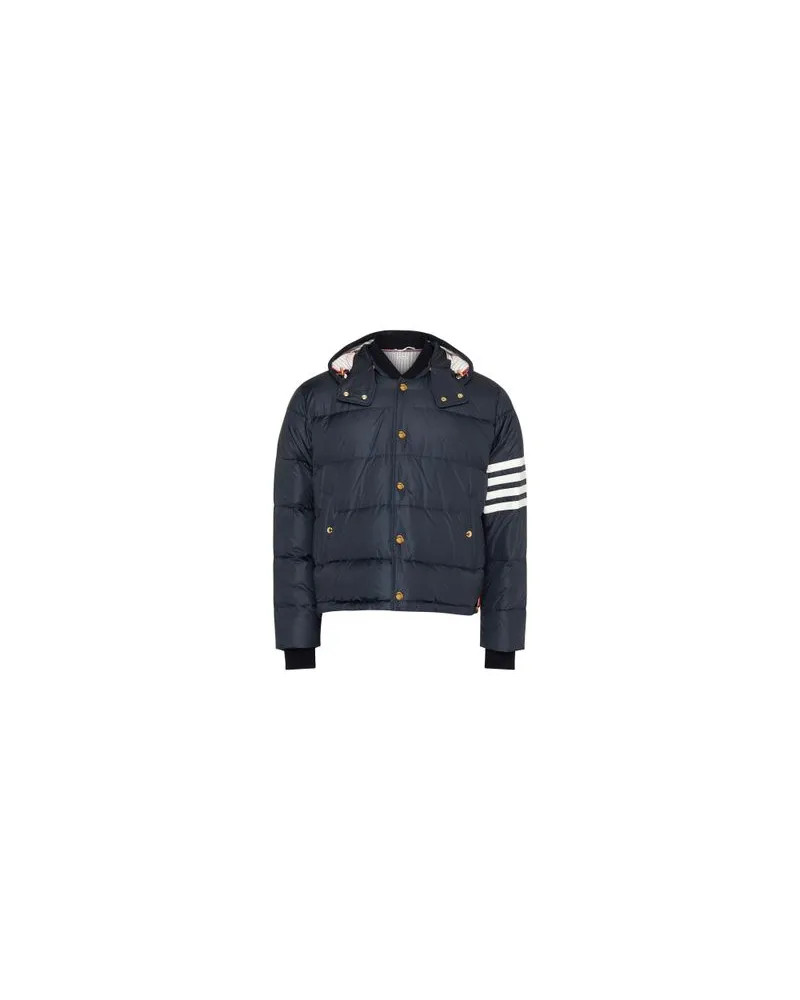 Thom Browne Daunenjacke mit abnehmbarer Kapuze 4-Bar Navy