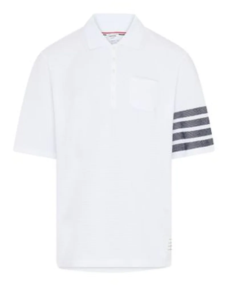 Thom Browne Pikee-Polo im Wellendesign White