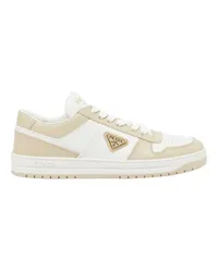 Prada Ledersneaker mit Perforierung Downtown Bold Beige