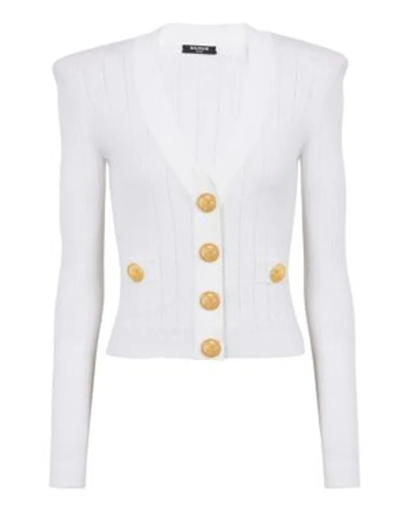 Balmain Kurze Strickjacke White