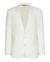 Dolce & Gabbana Einreihige Leinenjacke in Sicilia Fit White