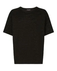 Dolce & Gabbana Baumwoll-T-Shirt mit geflocktem Logo Black