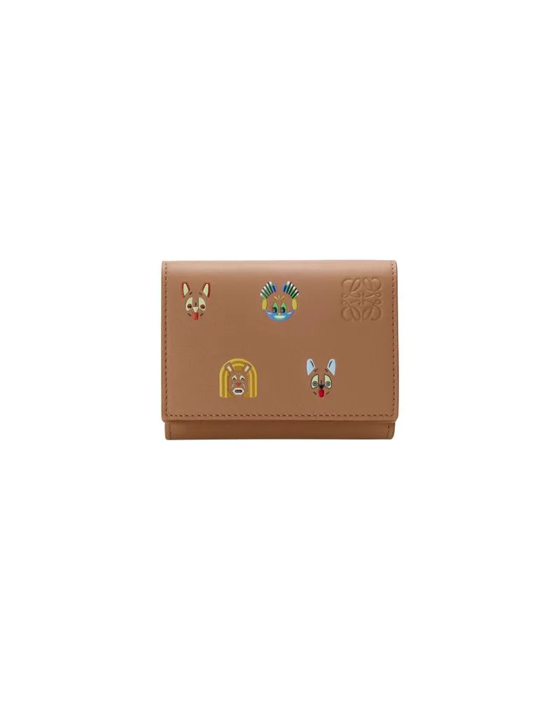 Loewe Cats trifold wallet in classic calfskin Brown