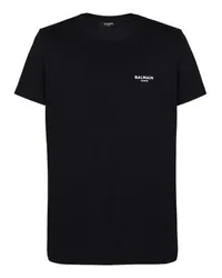 Balmain Kurzärmeliges, beflocktes T-Shirt Balmain Paris Black