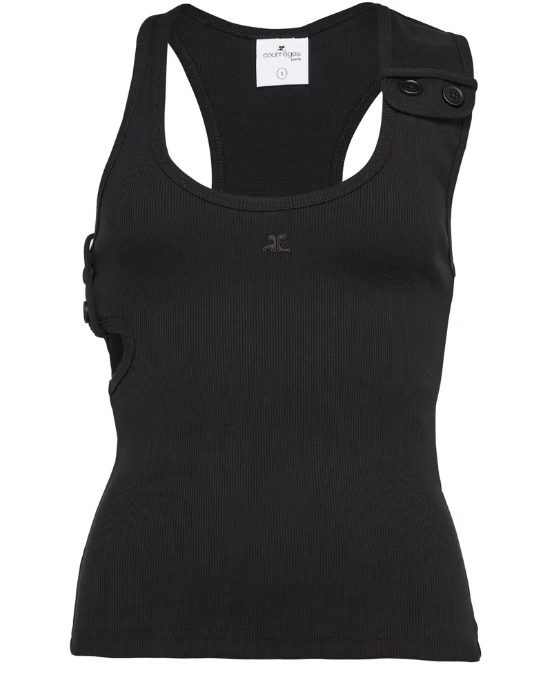 Courrèges 90er-Jahre-Ripp-Tanktop mit Doppelschnalle 