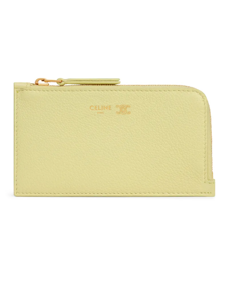 Celine Längliches kartenetui mit reissverschluss aus geschmeidigem genarbtem kalbsleder Yellow