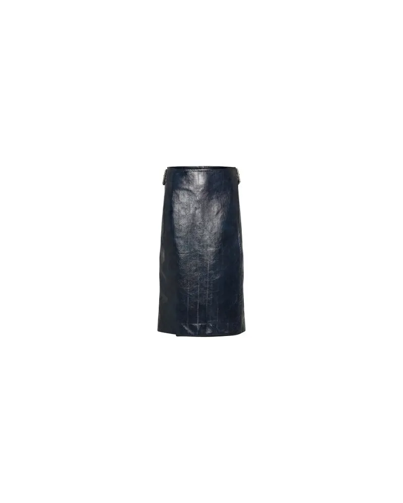 Bottega Veneta Embossed leather midi skirt Grey
