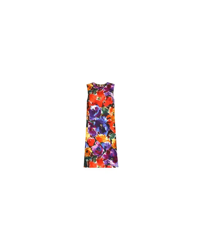 Dolce & Gabbana Mittellanges Brokat-Kleid Multicolor