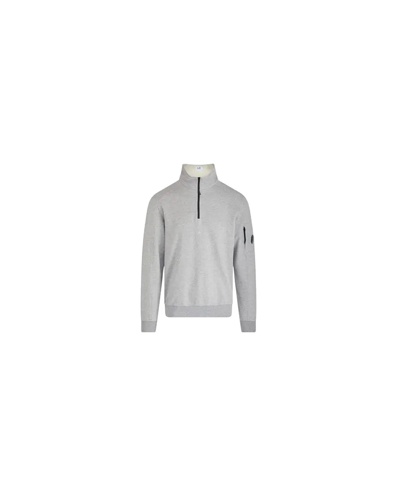 C.P. Company Leichter Fleece-Pullover mit halbem Reißverschluss Grey