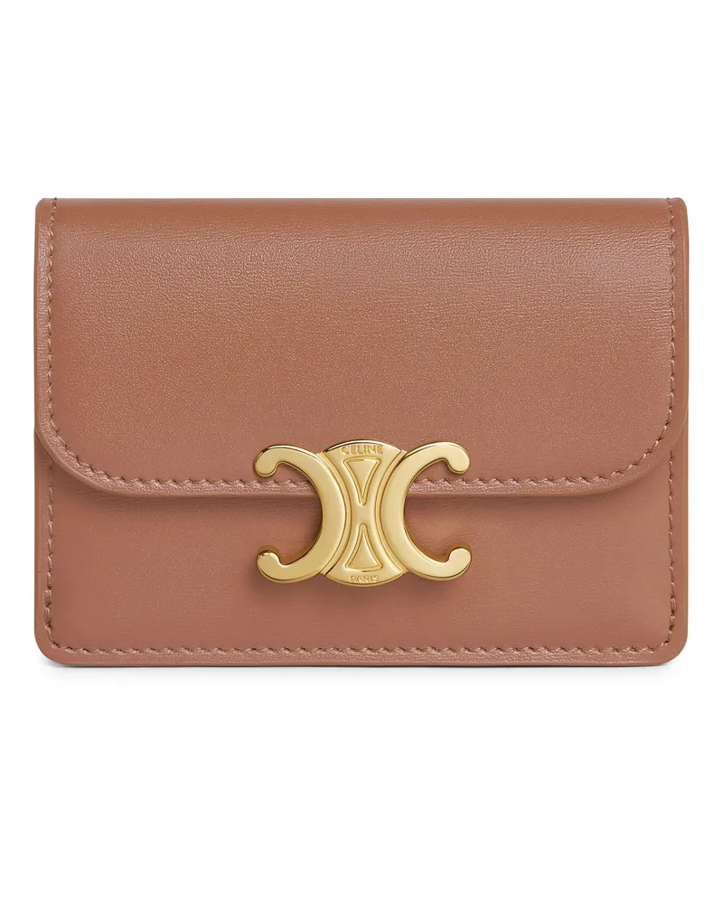 Celine Triomphe kartenetui mit umschlag aus glänzendem kalbsleder Metallized