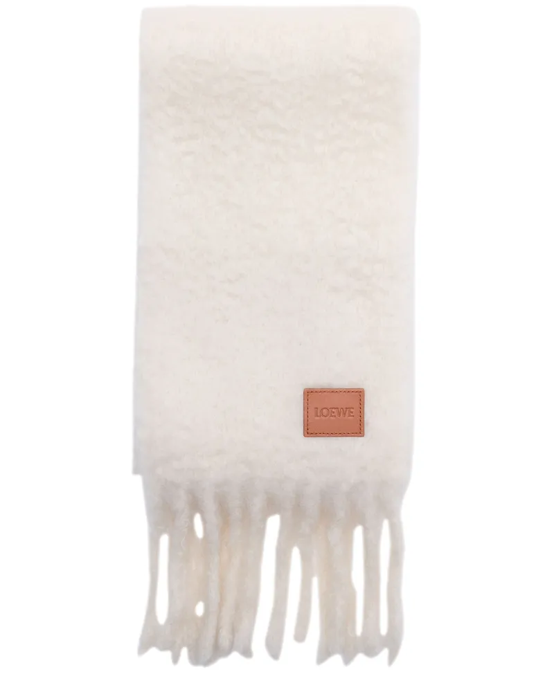 Loewe Schal aus Mohair und Wolle White