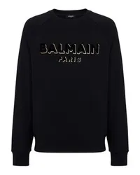 Balmain Sweatshirt mit beflocktem Metallic-Print Balmain Gold