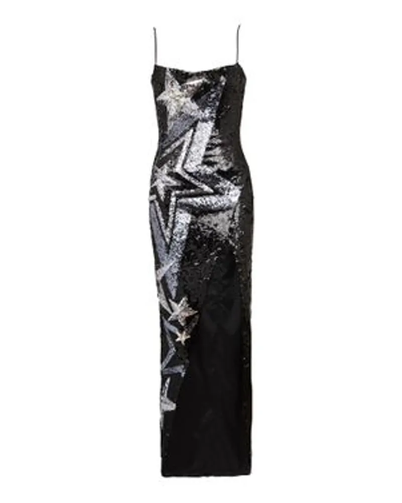 Balmain Langes Kleid mit Stickerei Black