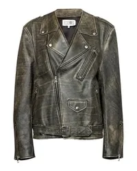 Maison Margiela Heavy Leather Biker Jacket Brown