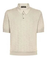 Dolce & Gabbana Seidenjacquard-Poloshirt mit DG-Logo Beige