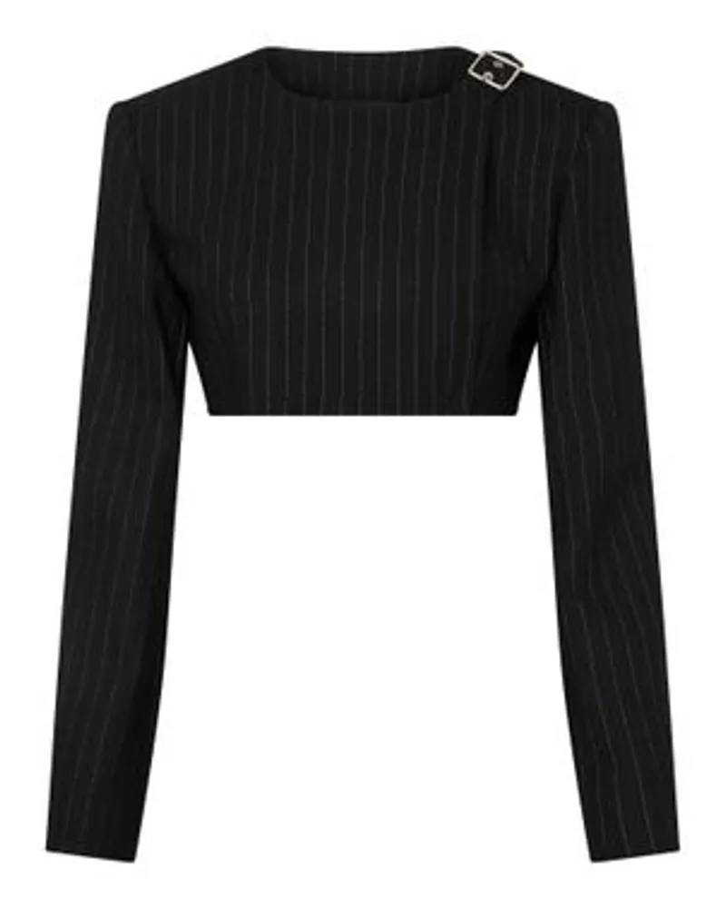 Courrèges Figurbetontes Nadelstreifen-Top mit Schnallendetail Black