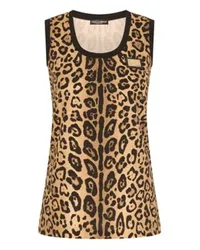 Dolce & Gabbana Jersey-Tanktop mit Leopardenprint Multicolor