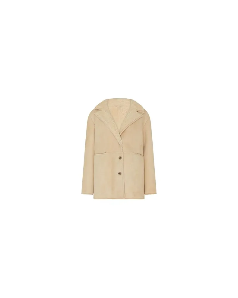 Loulou Studio Wildleder-Shearling-Mantel Cirebo Off-white