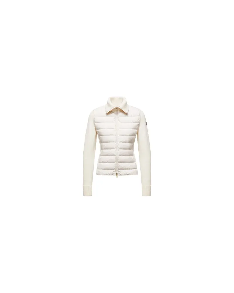 Moncler Jacke aus zwei Materialien mit Reißverschluss White