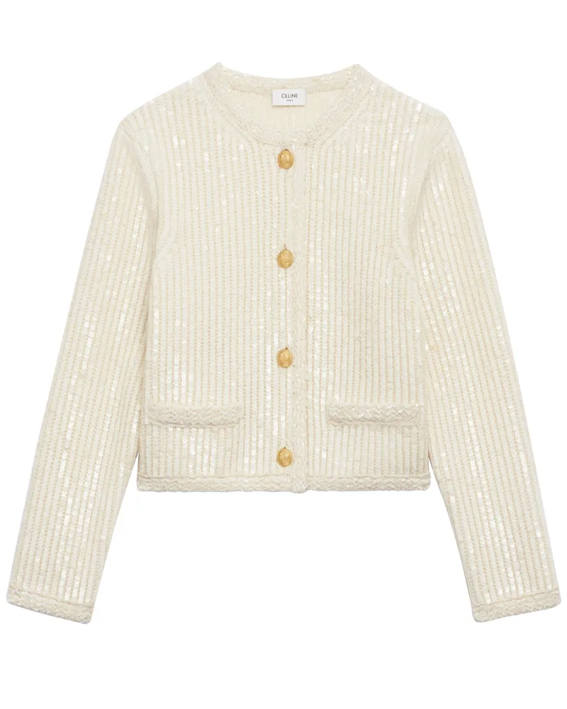 Celine Bestickte Strickjacke aus geripptem Mohair 