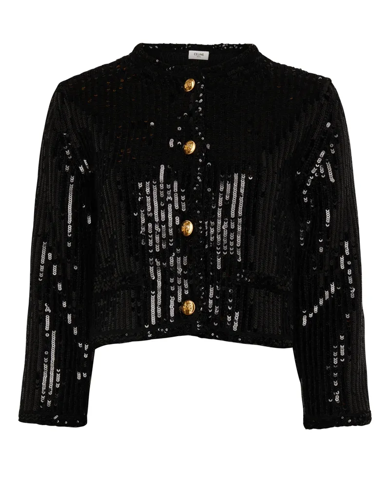 Celine Bestickte Strickjacke aus geripptem Mohair 