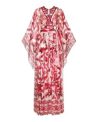 Dolce & Gabbana Langes Chiffon-Kleid mit Majolika-Print Multicolor