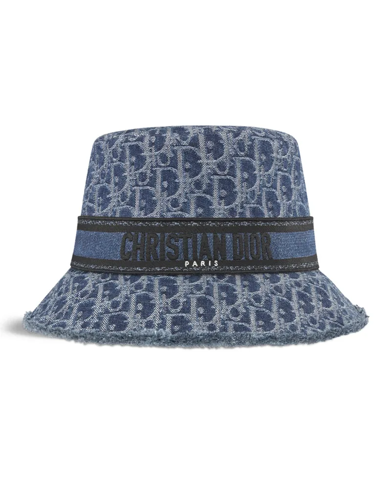 Dior D-Bobby  Oblique Bucket Hat mit kurzer Krempe Blue
